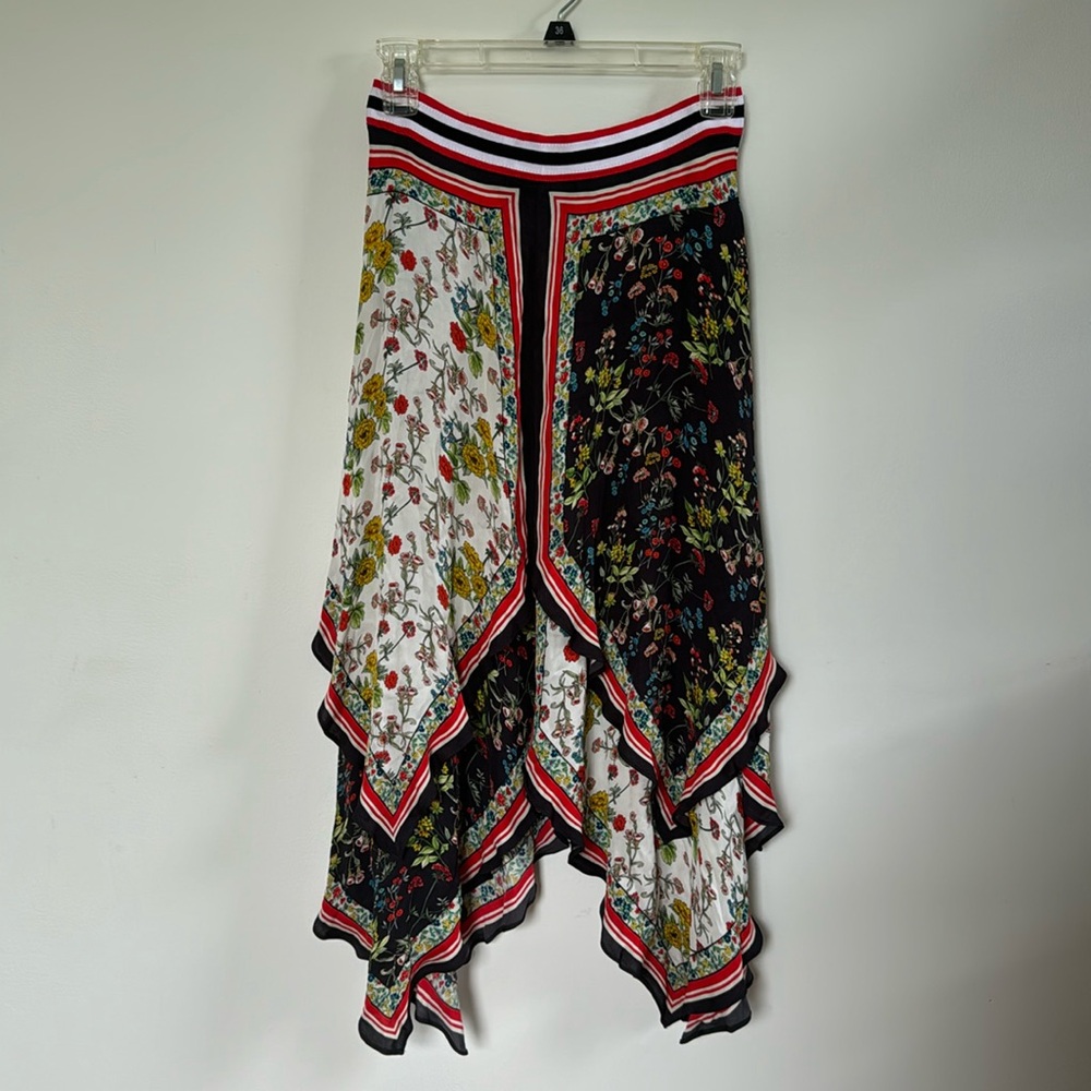 Alice + Olivia handkerchief bottom midi skirt